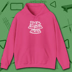 Talk Less Chalk More Hoodie, in Heliconia color, billiards hoodie, front view