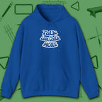 Talk Less Chalk More Hoodie, in Royal color, billiards hoodie, front view