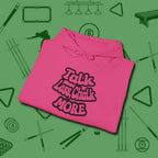 Talk Less Chalk More Hoodie, folded view, in Heliconia what the real shooters wear