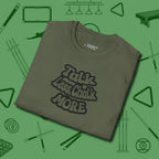 Talk Less Chalk More T-Shirt, folded view, in Military Green smart apparel for strategic players