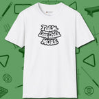 Talk Less Chalk More T-Shirt, front view, in White because the table is your battlefield