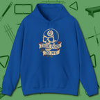 Talk To Me 8-Ball Skull Hoodie, front view, in Royal strike fear with swagger and precision