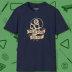 Talk Pool To Me 8-Ball Skull T-Shirt, front view, in Navy what the real shooters wear