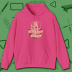 Talk Pool to Me Hoodie, in Heliconia color, billiards hoodie, front view