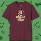 Talk Pool to Me T-Shirt, in Maroon color, billiards shirt, front view