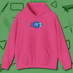 Ten Ball Flames Hoodie, front view, in Heliconia built for bold breaks and quiet confidence