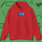Ten Ball Flames Hoodie, front view, in Red attitude built for the long haul