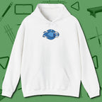 Ten Ball Flames Hoodie, front view, in White for hustlers who keep it honest