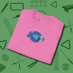 Ten Ball Flames T-Shirt, folded view, in Azalea put your best game on display