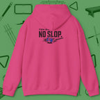 Ten Ball No Slop Billiards Hoodie, in Heliconia color, pool hoodie, back view
