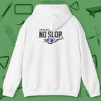 Ten Ball No Slop Billiards Hoodie, in White color, pool hoodie, back view