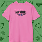 Ten Ball No Slop Billiards T-Shirt, in Azalea color, pool T-Shirt, back view