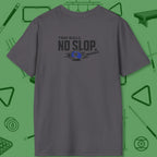 Ten Ball No Slop Billiards T-Shirt, in Charcoal color, pool T-Shirt, back view