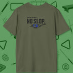 Ten Ball No Slop Billiards T-Shirt, in Military Green color, pool T-Shirt, back view