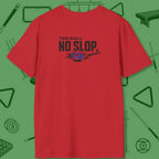Ten Ball No Slop Billiards T-Shirt, in Red color, pool T-Shirt, back view