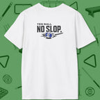 Ten Ball No Slop Billiards T-Shirt, in White color, pool T-Shirt, back view