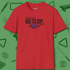 Ten Ball No Slop Billiards T-Shirt, front view, in Red for players who live the game