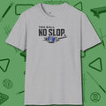 Ten Ball No Slop Billiards T-Shirt, front view, in Sport Grey for shooters who dress like they play: sharp