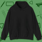 The Devil On My Back Hoodie, front view, in Black clean front back devil billiards print