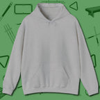 The Devil On My Back Hoodie, front view, in Sport Grey clean front back billiards artwork