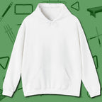 The Devil On My Back Hoodie, front view, in White clean front back devil pool graphic