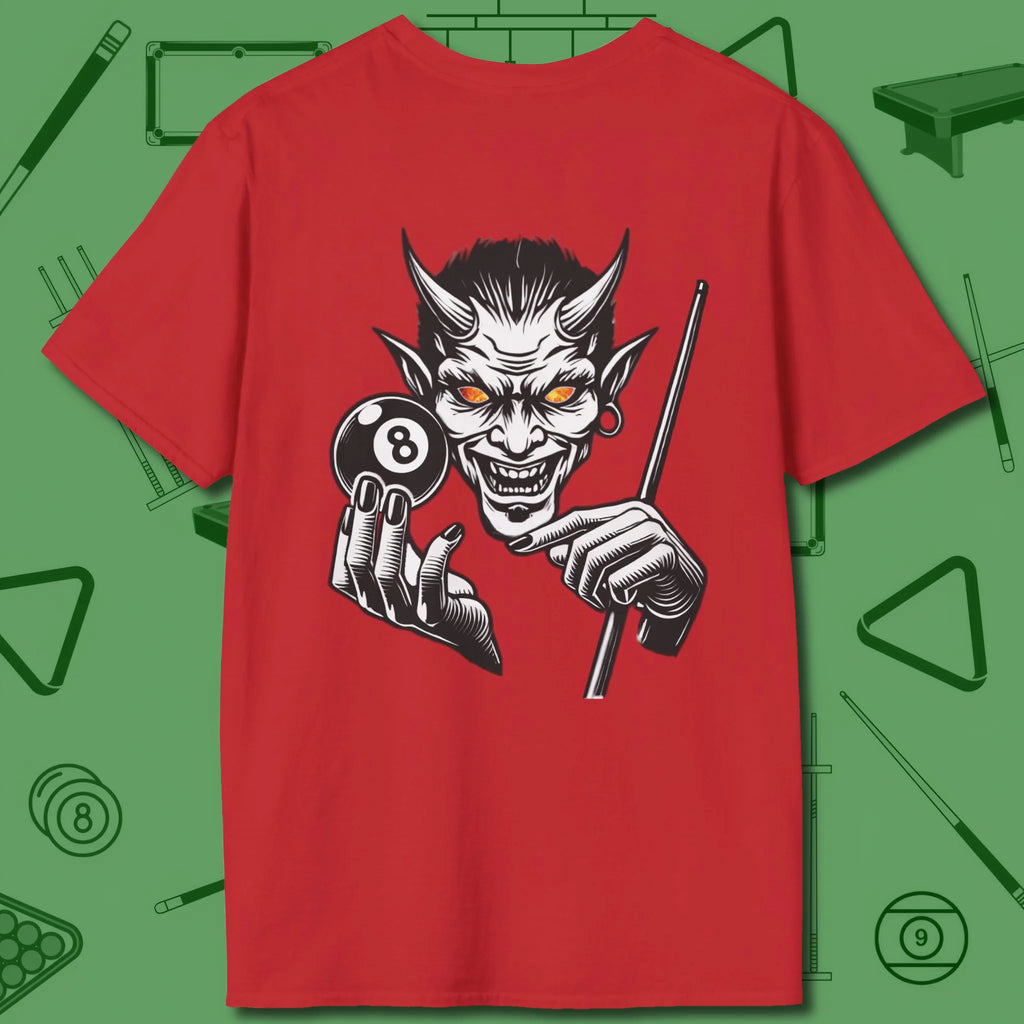 The Devil On My Back T-Shirt, back view, in Red aggressive position play swagger