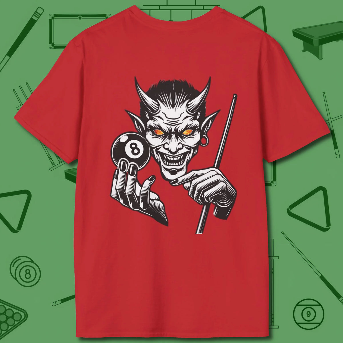 The Devil On My Back T-Shirt, back view, in Red aggressive position play swagger
