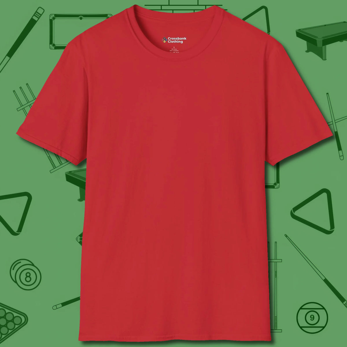 The Devil On My Back T-Shirt, front view, in Red power break call the pocket