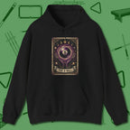 The Eight Ball Tarot Hoodie, front view, in Black for shooters who dress like they play: sharp
