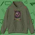 The Eight Ball Tarot Hoodie, front view, in Military Green it’s not a hobby — it’s a lifestyle