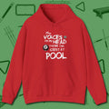 The Voices in My Head Think I’m Great at Hoodie, front view, in Red because pool isn’t just a game — it’s who you are