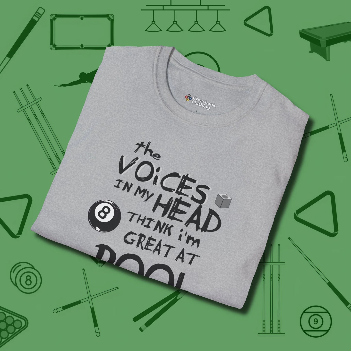 The Voices in My Head Think I’m Great at T-Shirt, folded view, in Sport Grey built for bold breaks and quiet confidence
