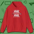 Think About Pool Hoodie, in Red color, billiards hoodie, front view
