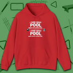 Think About Pool Hoodie, in Red color, billiards hoodie, front view