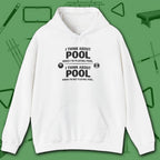Think About Pool Hoodie, in White color, billiards hoodie, front view