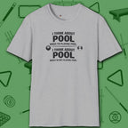 Think About Pool T-Shirt, in Sport Grey color, billiards shirt, front view