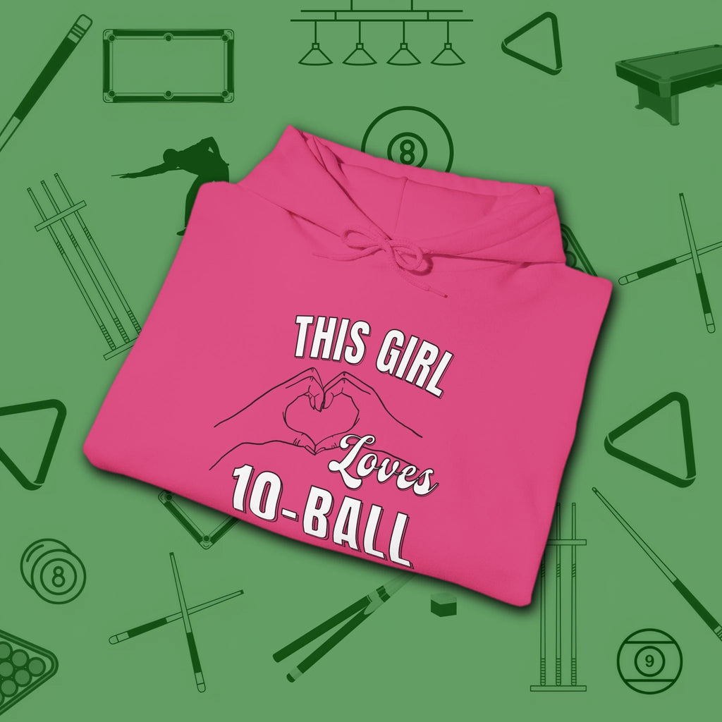 This Girl Loves Hoodie, in Heliconia color, billiards shirt, folded view