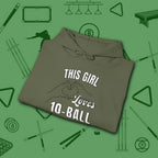 This Girl Loves Hoodie, in Military Green color, billiards shirt, folded view