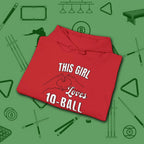 This Girl Loves Hoodie, in Red color, billiards shirt, folded view