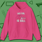 This Girl Loves Hoodie, in Heliconia color, billiards shirt, front view