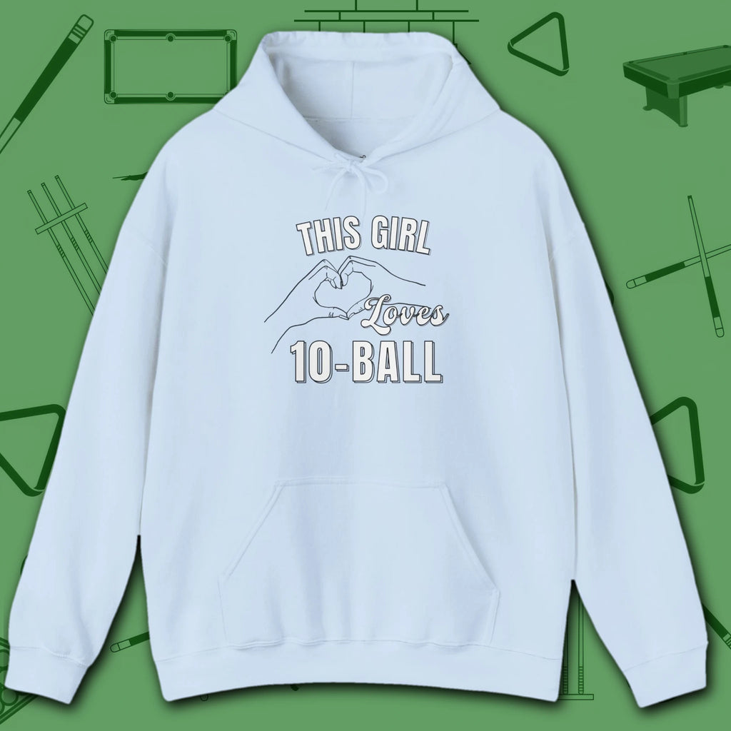 This Girl Loves Hoodie, in Light Blue color, billiards shirt, front view