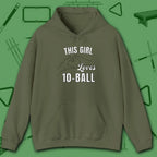 This Girl Loves Hoodie, in Military Green color, billiards shirt, front view