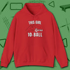 This Girl Loves Hoodie, in Red color, billiards shirt, front view