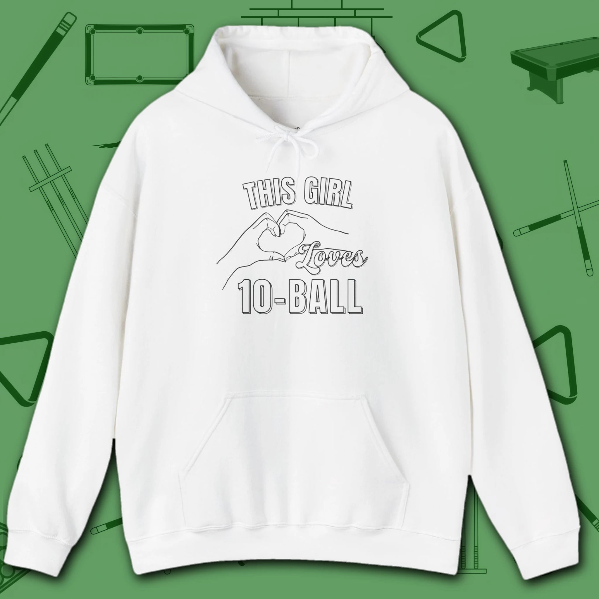 This Girl Loves Hoodie, in White color, billiards shirt, front view