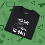 This Girl Loves T-Shirt, in Black color, billiards shirt, folded view