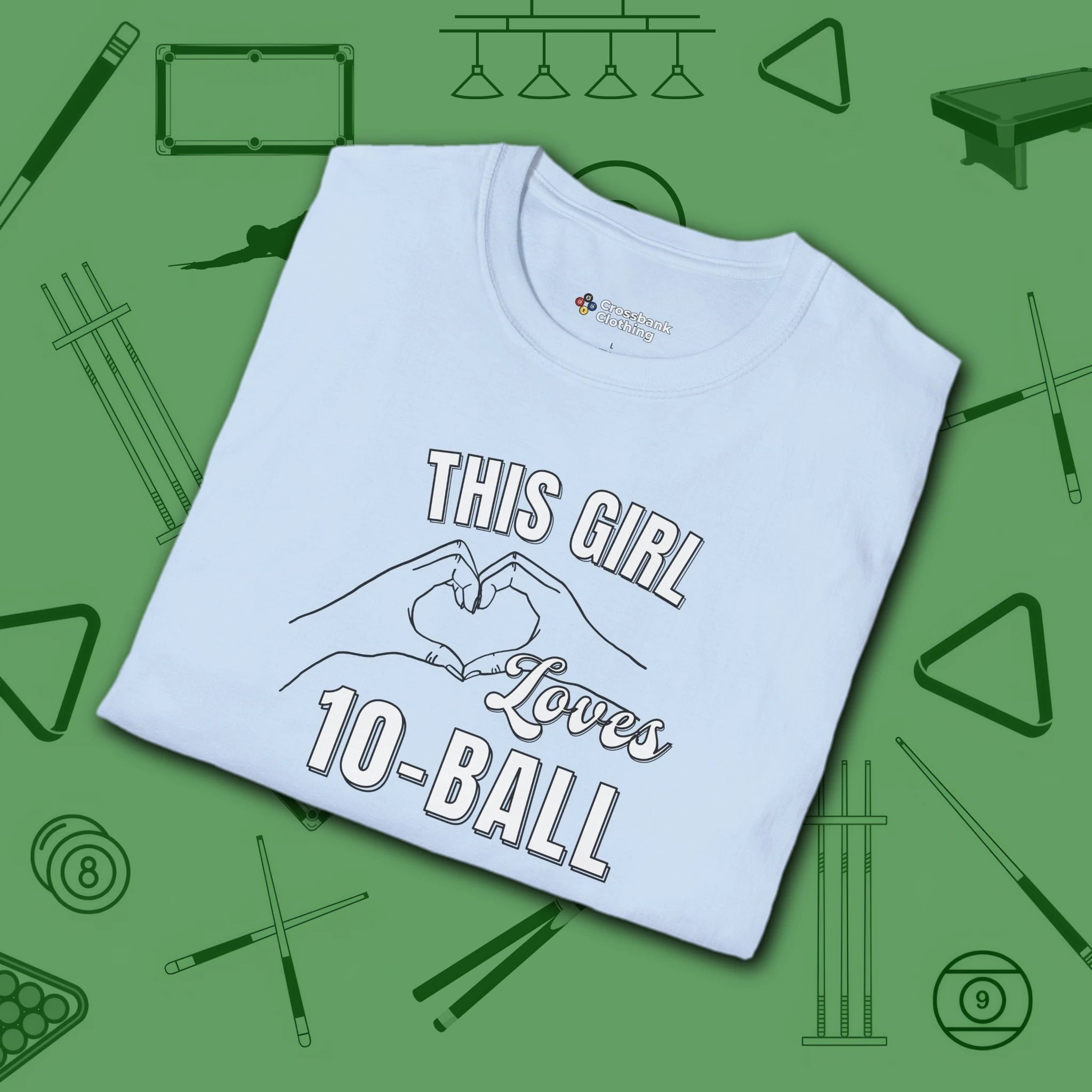This Girl Loves T-Shirt, in Light Blue color, billiards shirt, folded view