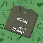 This Girl Loves T-Shirt, in Military Green color, billiards shirt, folded view