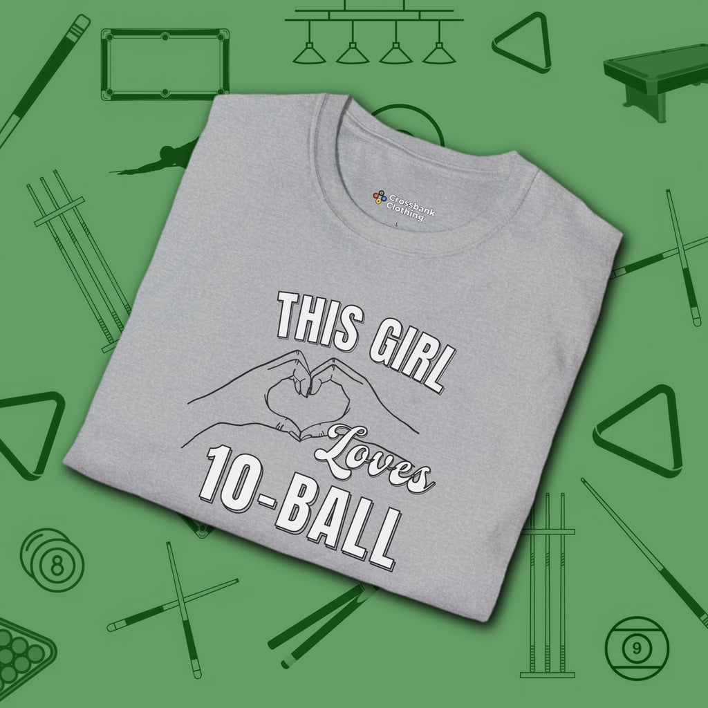 This Girl Loves T-Shirt, in Sport Grey color, billiards shirt, folded view