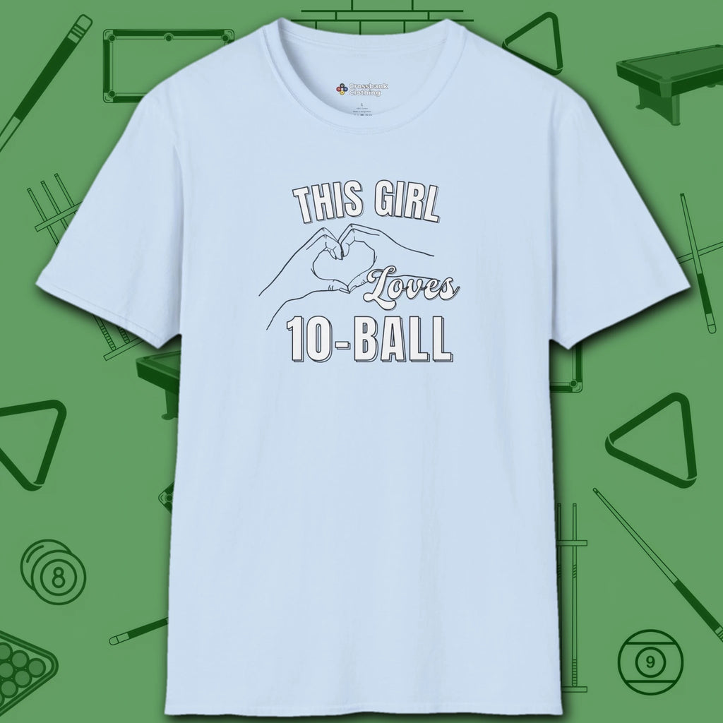 This Girl Loves T-Shirt, in Light Blue color, billiards shirt, front view