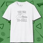 This Girl Loves T-Shirt, in White color, billiards shirt, front view